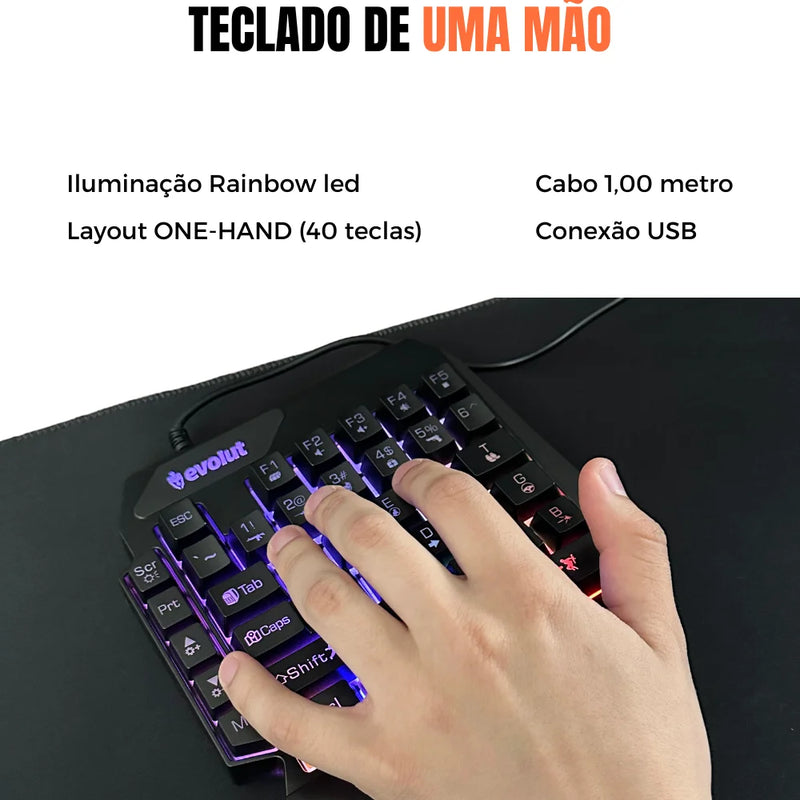 Gamer Mobilator Kit One Hand 60% Black Led Wired Mobile Phone Keyboard Mouse Tripod Usb Rgb Otg Tripod