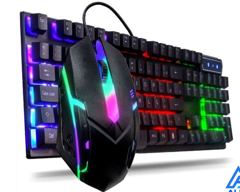 Kit Gamer Teclado Semi Mecânico + Mouse 3200dpi Usb Rgb Iluminado Jogos Pc